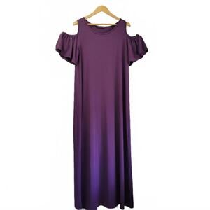ZANZEA COLLECTION Women’s Cold Shoulder Straight Maxi Dress Short Sleeve Stretch